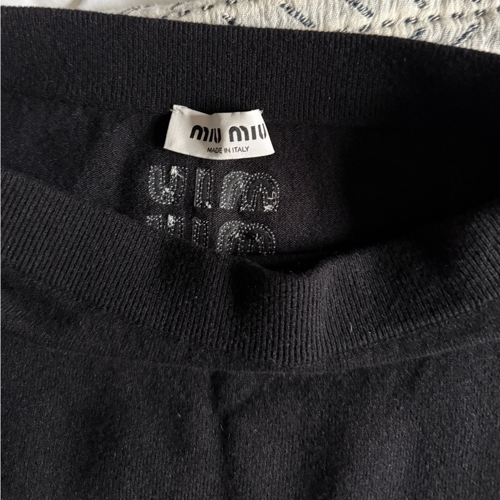 MIU MIU 2022 Cashmere Feather Trim Mini Skirt US4/IT40 - Picture 9 of 11